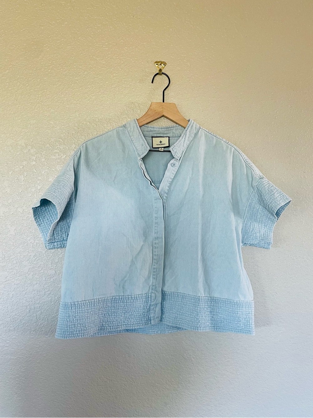 Tuckernuck Light Denim Boxy Button Up Top